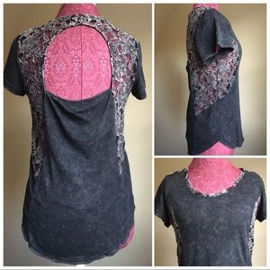 Daytrip Charcoal Lace Tee
